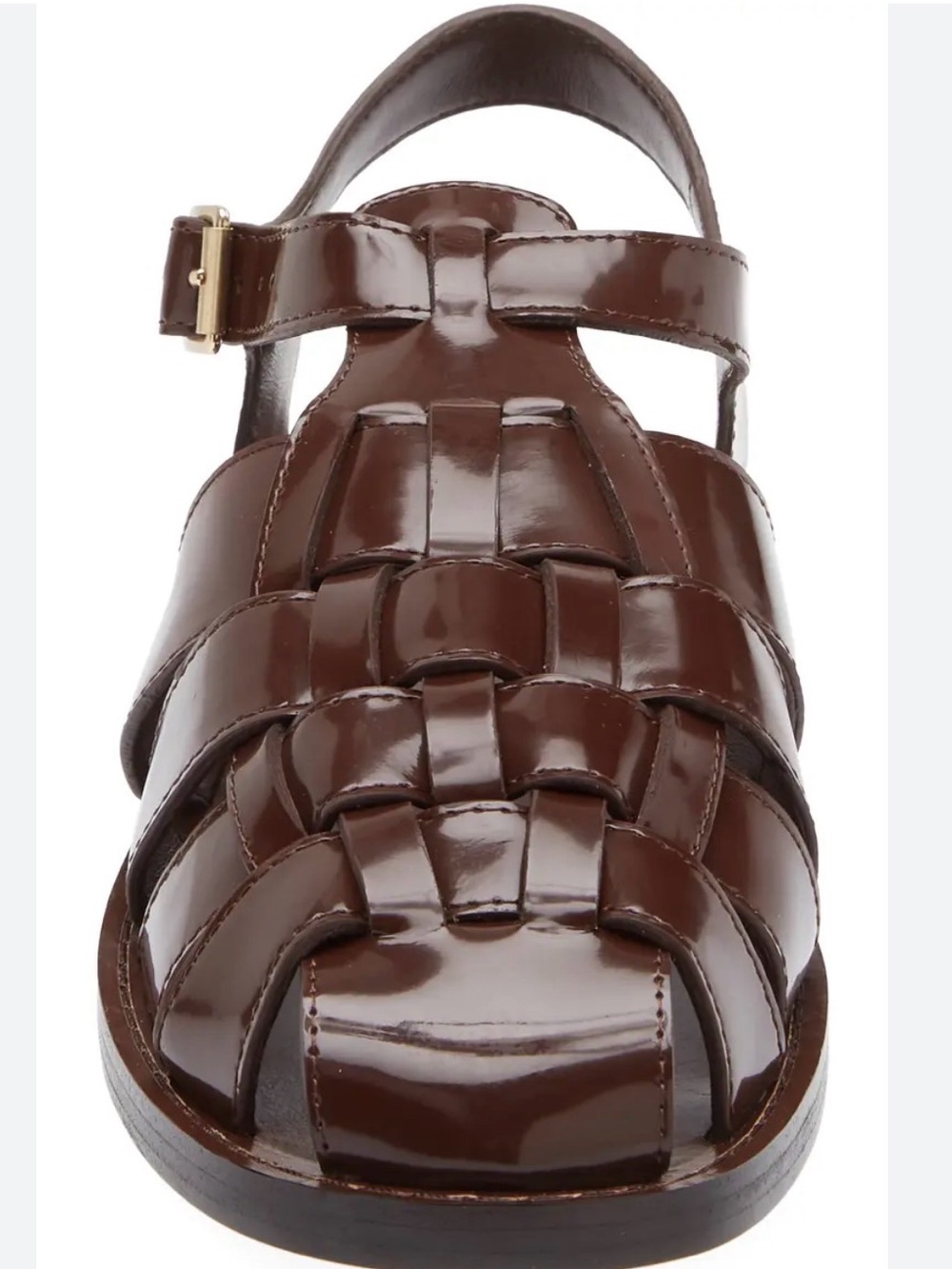 Loeffler Randall Brown Patent Leather Woven Fisherman Sandal - Picture 1 of 6